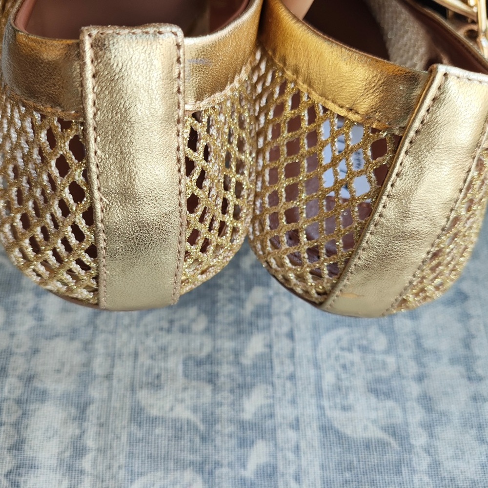 Alaia Gold Mesh Mary Jane Flats with Buckle Strap - Picture 4 of 6